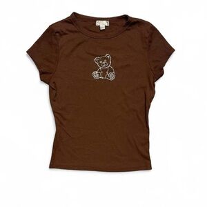 Y2K Coquette Teddy Bear Studded Baby Tee